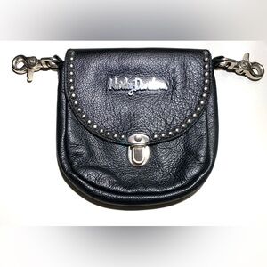 Harley-Davidson Black Leather Studded Belt/Hip Bag Purse